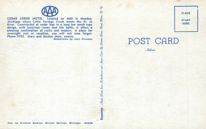 Cedar Lodge Motel - Old Postcard